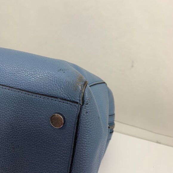 Michael Kors Mercer Duffel Bowling Shoulder Crossbody Bag Denim Blue Leather - Picture 10 of 15